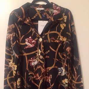 ZARA Chain Floral Print Mini Dress, S, NWT